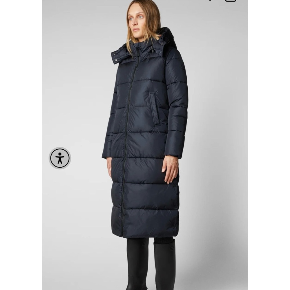 SAVE THE DUCK WOMEN'S COLETTE LONG PUFFER COAT WITH DETACHABLE HOOD - Picture 2 of 2